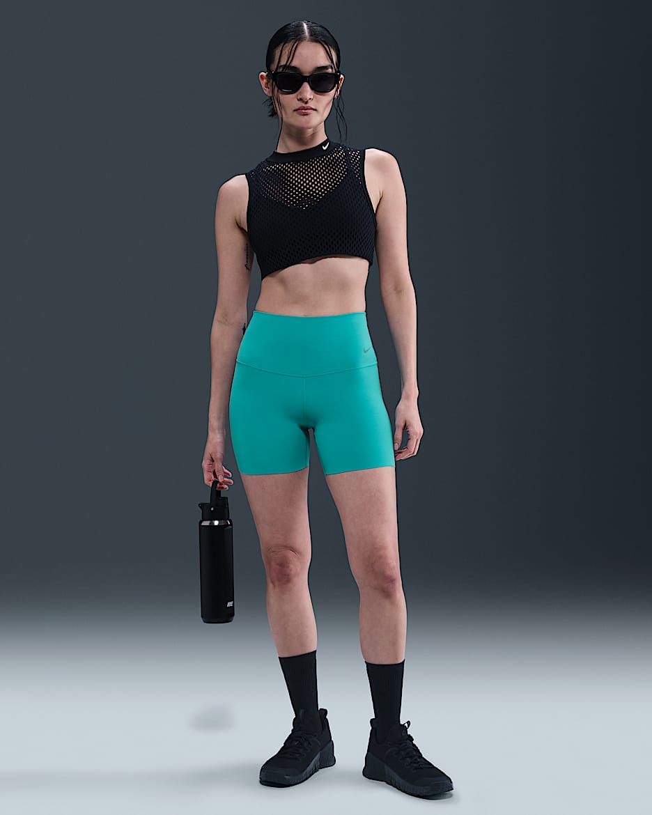 Nike Zenvy Women's Gentle-Support High-Waisted 13cm (approx.) Biker Shorts - Dusty Cactus/Black