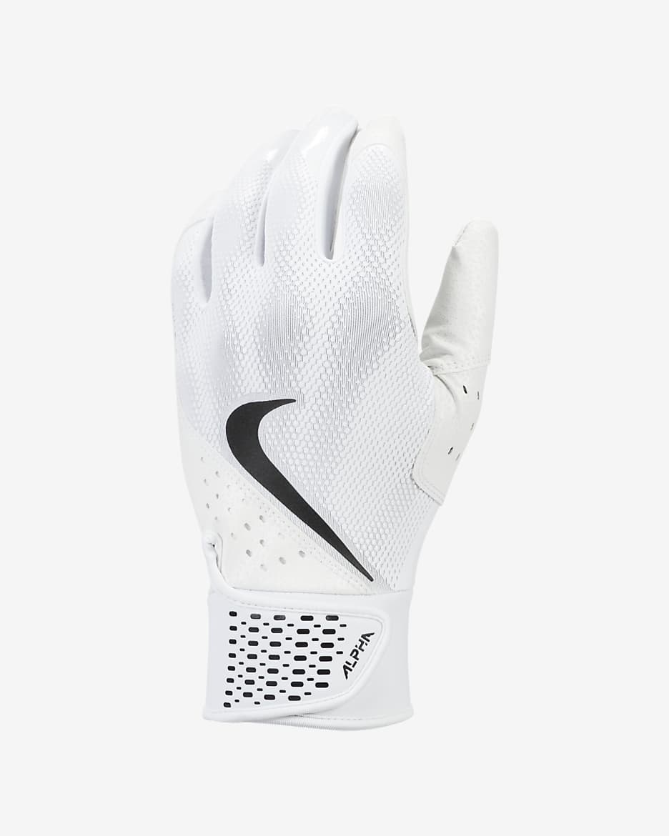 Nike Alpha Baseball Batting Gloves (1 Pair) - White