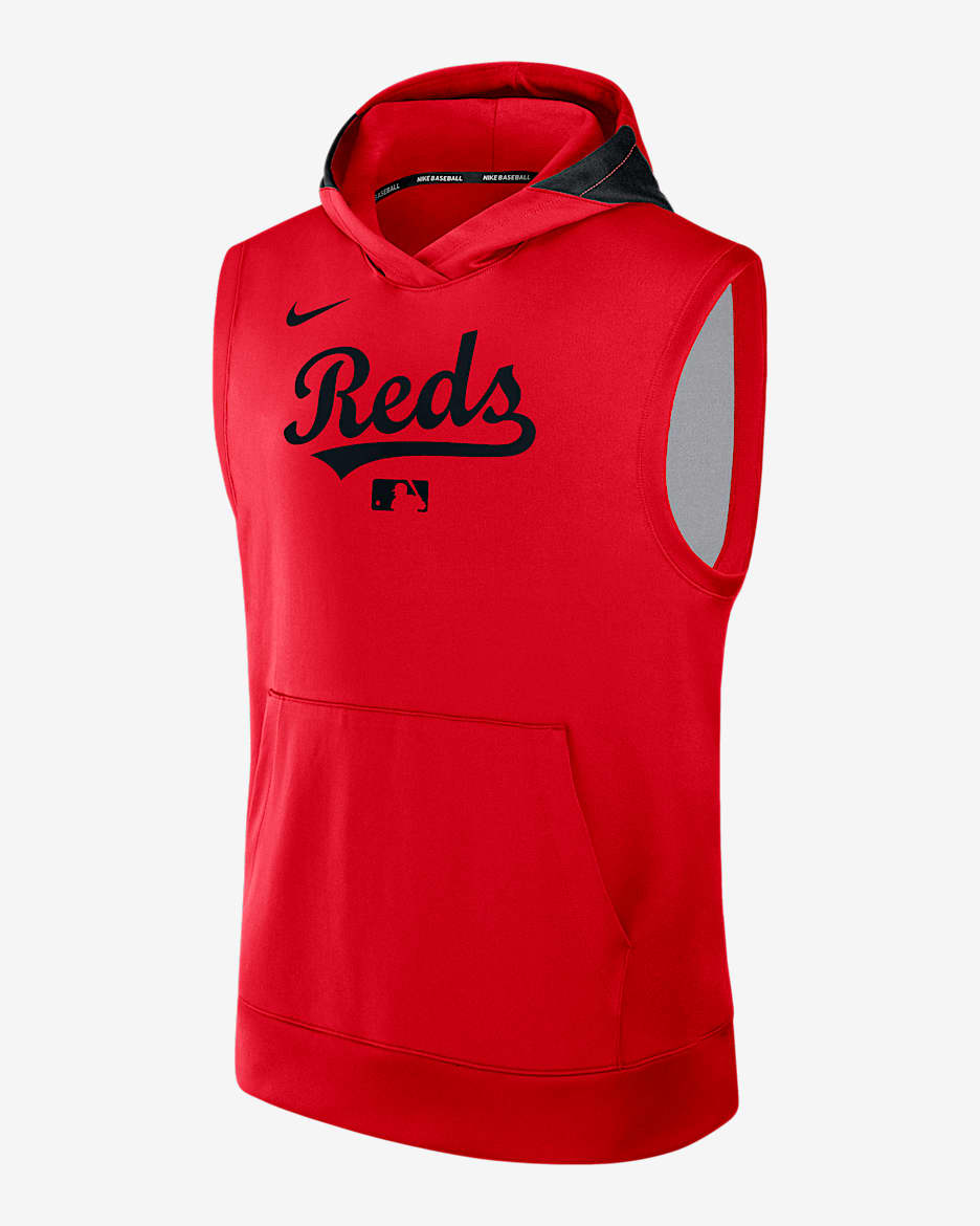 Sudadera con gorro sin cierre ni mangas Nike Dri-FIT de la MLB para hombre Cincinnati Reds Authentic Collection - Rojo