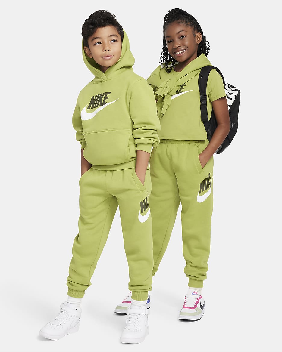 Nike Club Fleece Big Kids' Joggers - Pear/White/Cargo Khaki