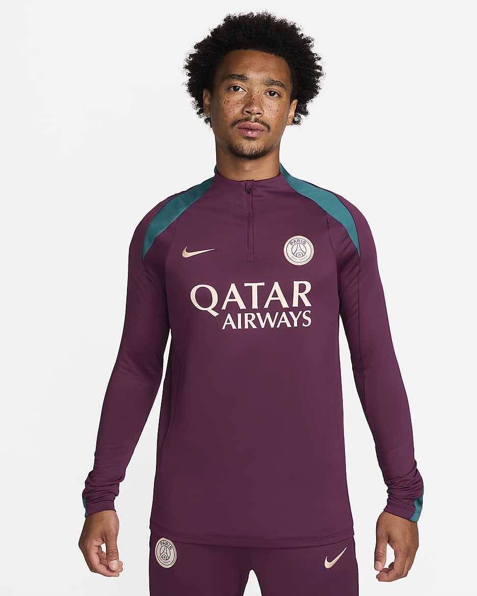 Paris Saint-Germain Strike Nike Dri-FIT voetbaltrainingstop voor heren - Bordeaux/Bordeaux/Geode Teal/Guava Ice