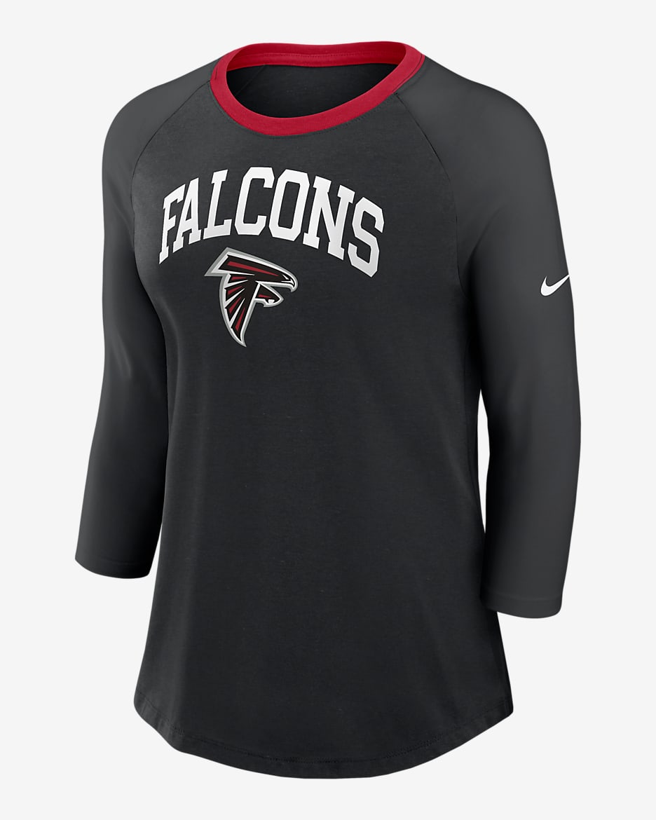 Playera de manga ¾ Nike de la NFL para mujer Atlanta Falcons - Negro/Negro
