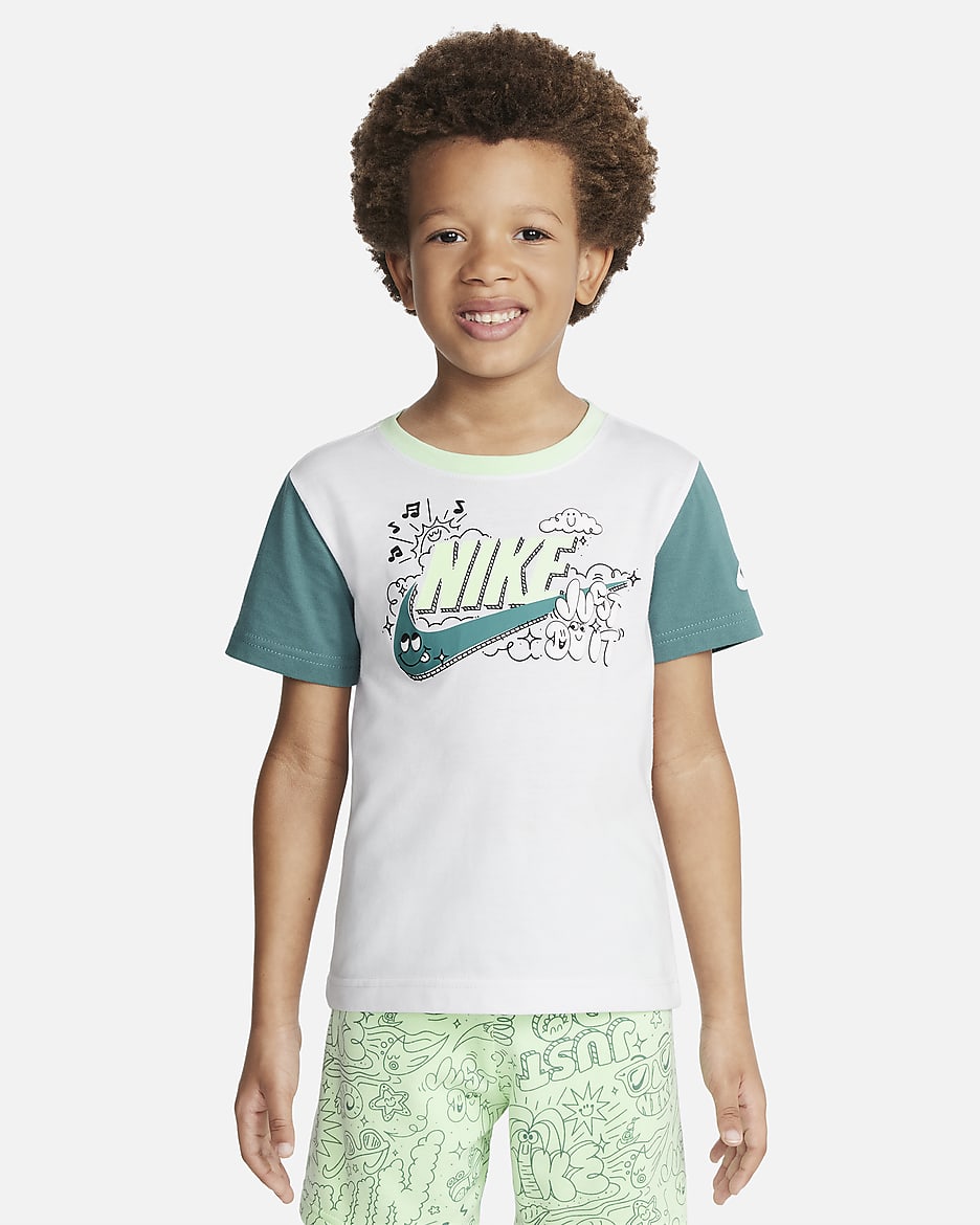 Conjunto de playera y shorts para niños de preescolar Nike Sportswear Create Your Own Adventure - Verde vapor