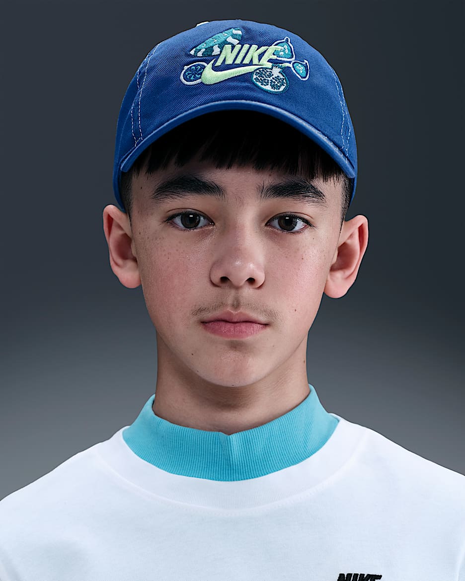 Gorra sin estructura para niños talla grande Nike Club - Noche intenso/Voltio ligero