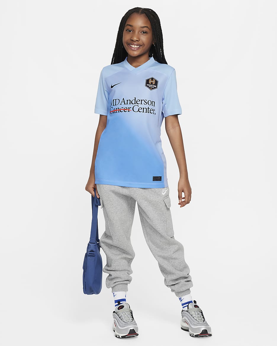 Houston Dash 2024 Stadium Secondary Big Kids' Nike Dri-FIT NWSL Replica Jersey - Psychic Blue