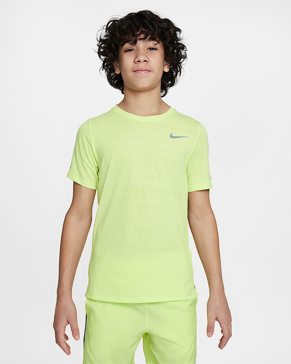 Nike Dri-FIT Miler-træningsoverdel til større børn (drenge) - Light Lemon Twist