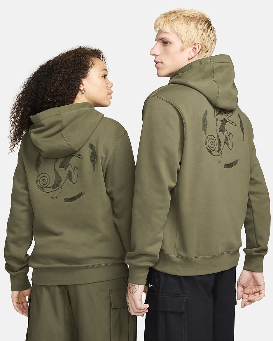 Nike SB Fleece Pullover Hoodie - Medium Olive/White