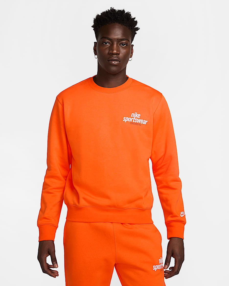 Sudadera de cuello redondo de tejido Fleece para hombre Nike Club - Naranja seguridad/Naranja seguridad/Polvo fotón