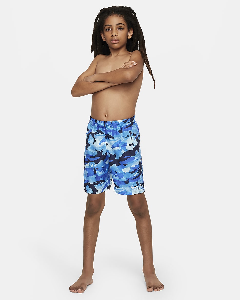 Shorts de voleibol de 18 cm para niño talla grande Natación Nike Classic Camo - Azul marino medianoche