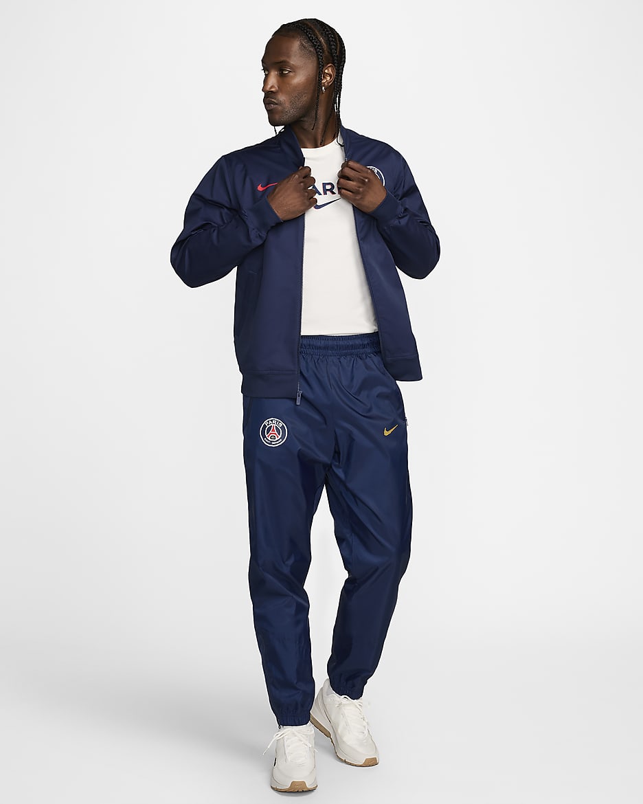 Paris Saint-Germain Windrunner Men's Nike Soccer Woven Pants - Midnight Navy/Metallic Gold