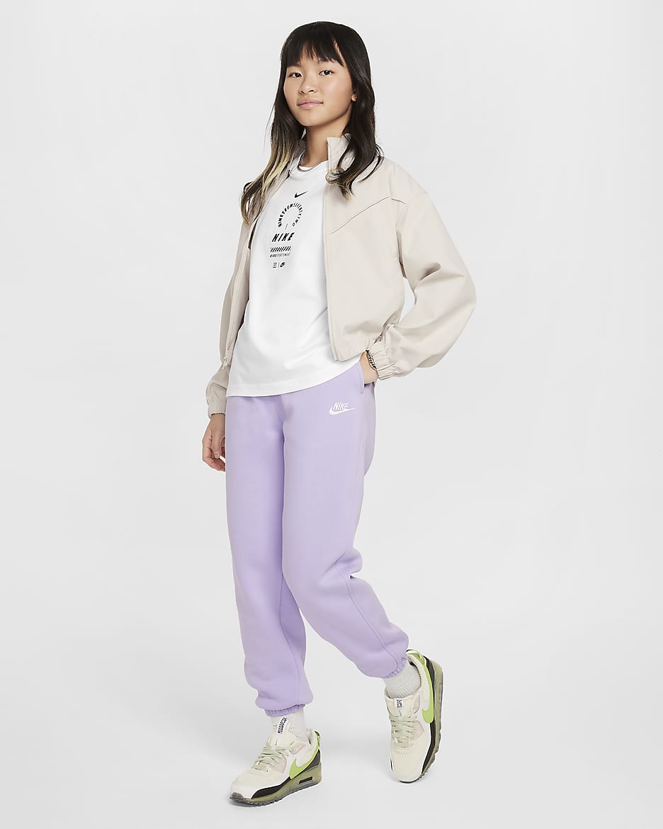 Nike Sportswear Club Fleece Older Kids' Loose Trousers - Hydrangeas/Hydrangeas/White