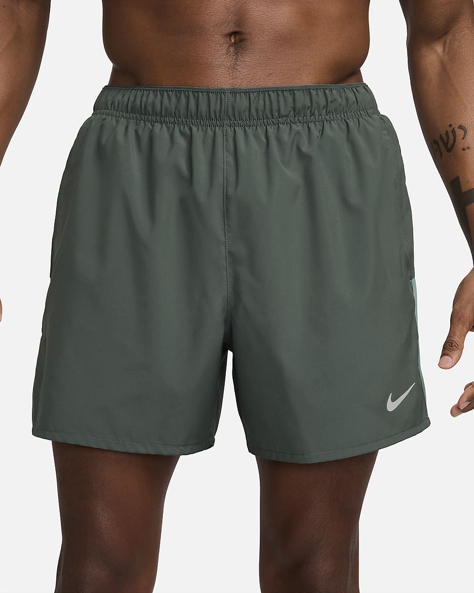 Nike Challenger Men's Dri-FIT 13cm (approx.) Brief-lined Running Shorts - Vintage Green/Bicoastal/Black