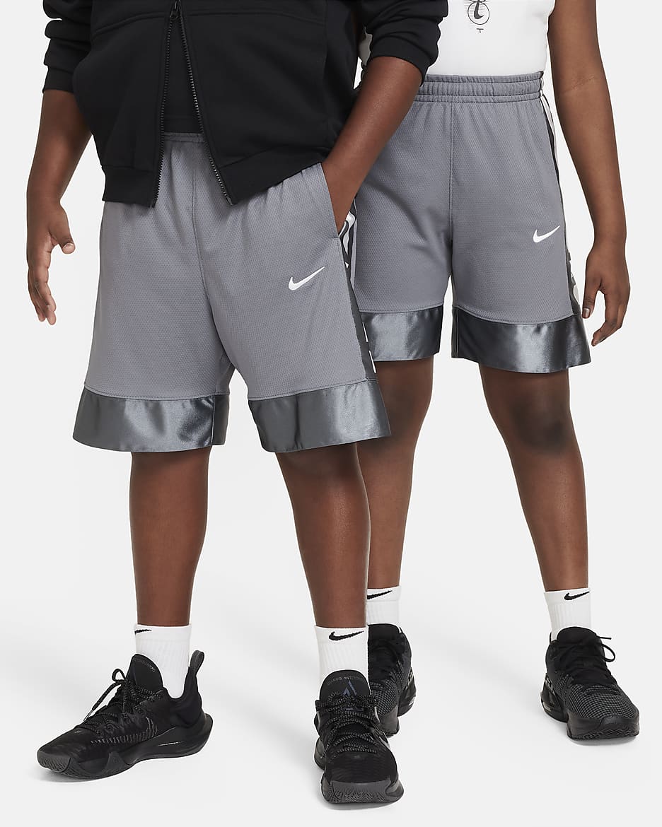 Shorts de básquetbol para niño talla grande (talla amplia) Nike Dri-FIT Elite 23 - Gris humo/Blanco