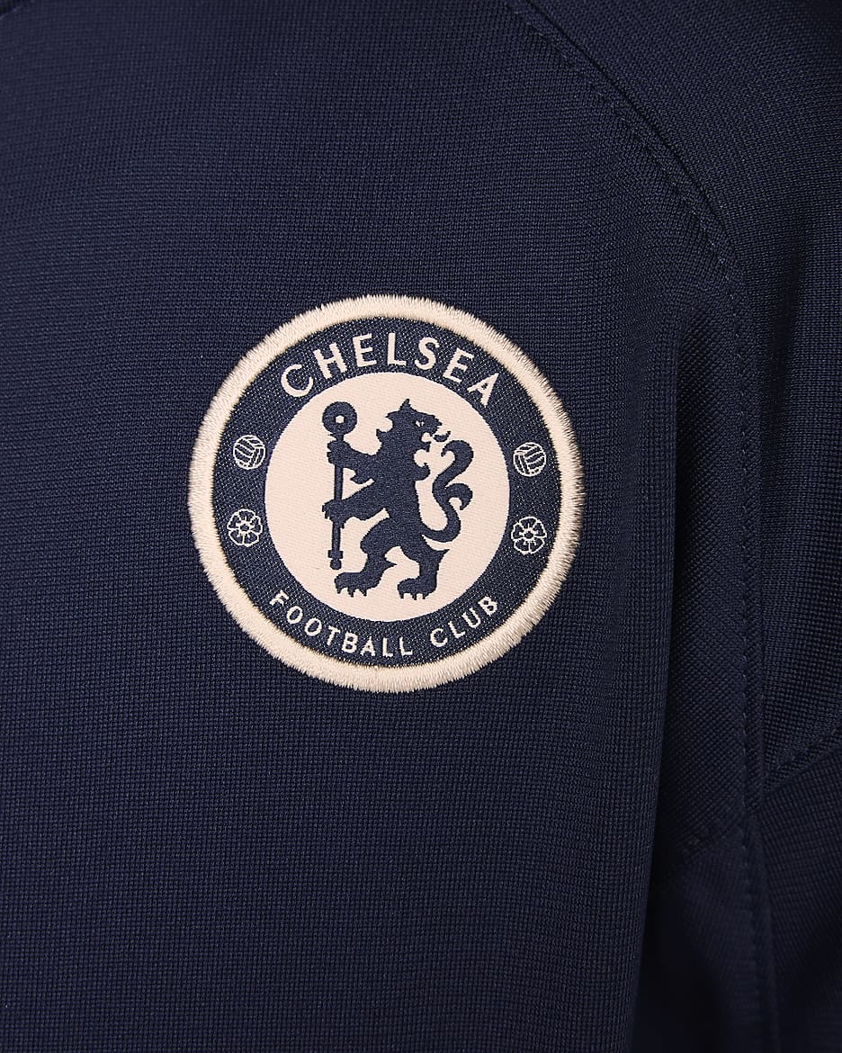 Chelsea F.C. Strike Younger Kids' Nike Dri-FIT Football Knit Tracksuit - Obsidian/Light Photo Blue/Guava Ice