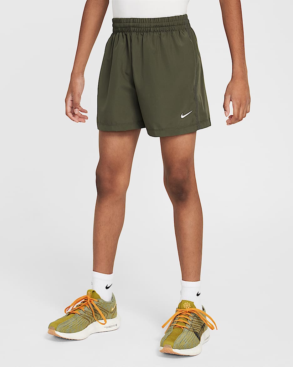 Nike Multi Big Kids' Dri-FIT 4" Woven Shorts - Cargo Khaki/White