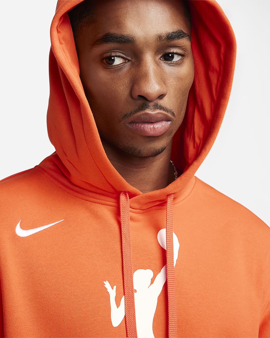 WNBA Men's Nike Fleece Pullover Hoodie - Brilliant Orange/White