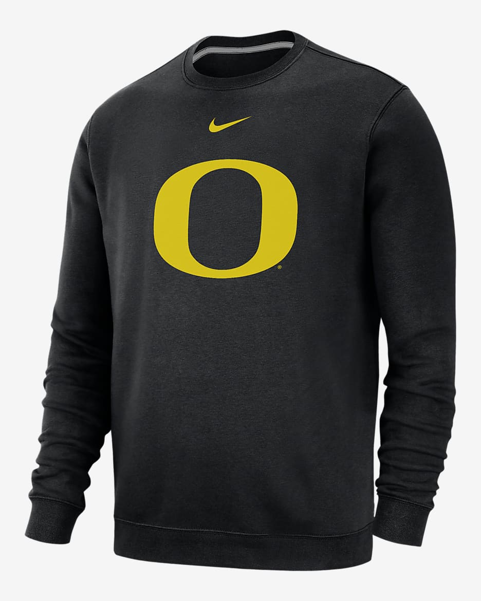Oregon Club Fleece Men's Nike College Crew-Neck Sweatshirt - Black