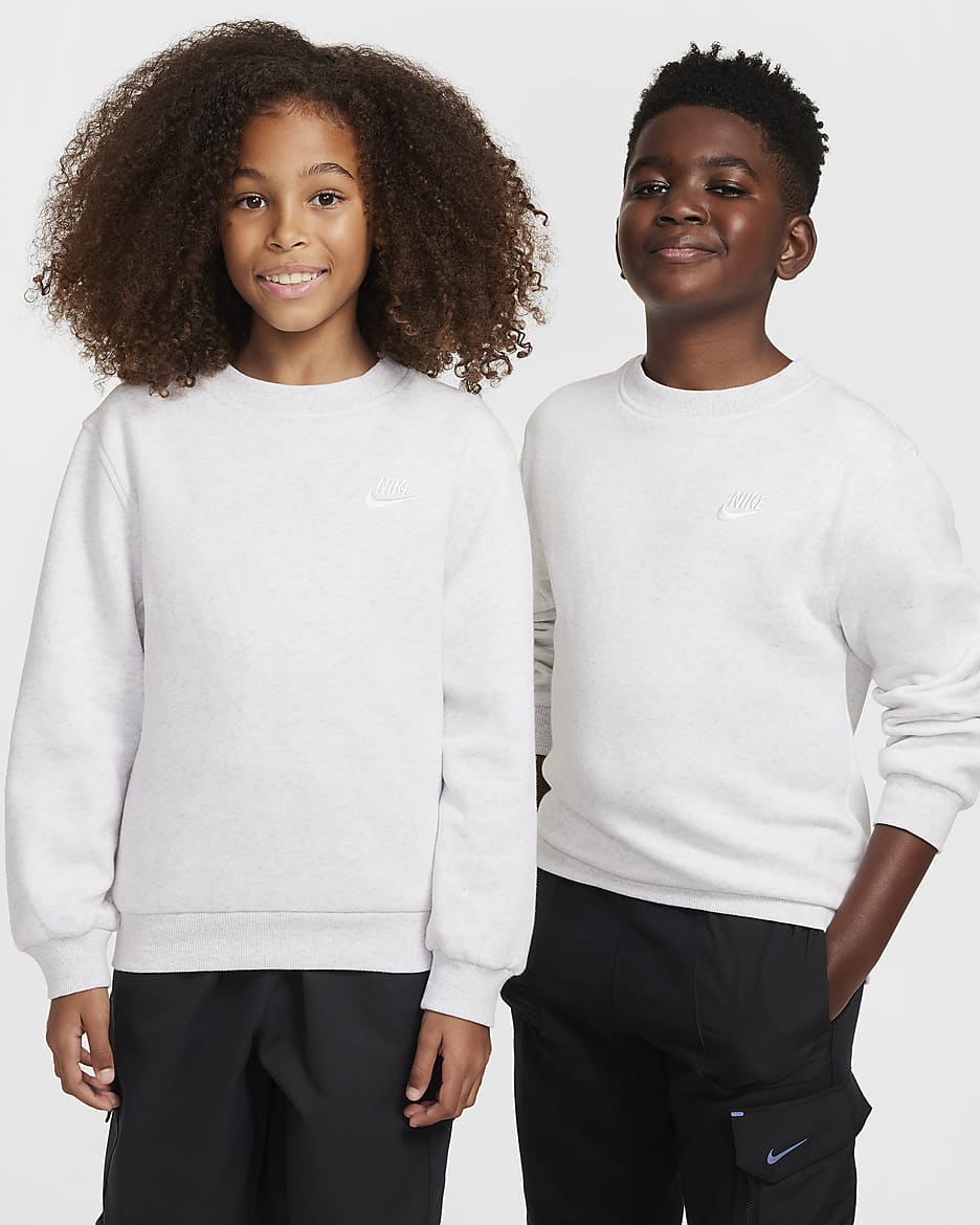 Sudadera para niños talla grande Nike Sportswear Club Fleece - Abedul jaspeado/Blanco