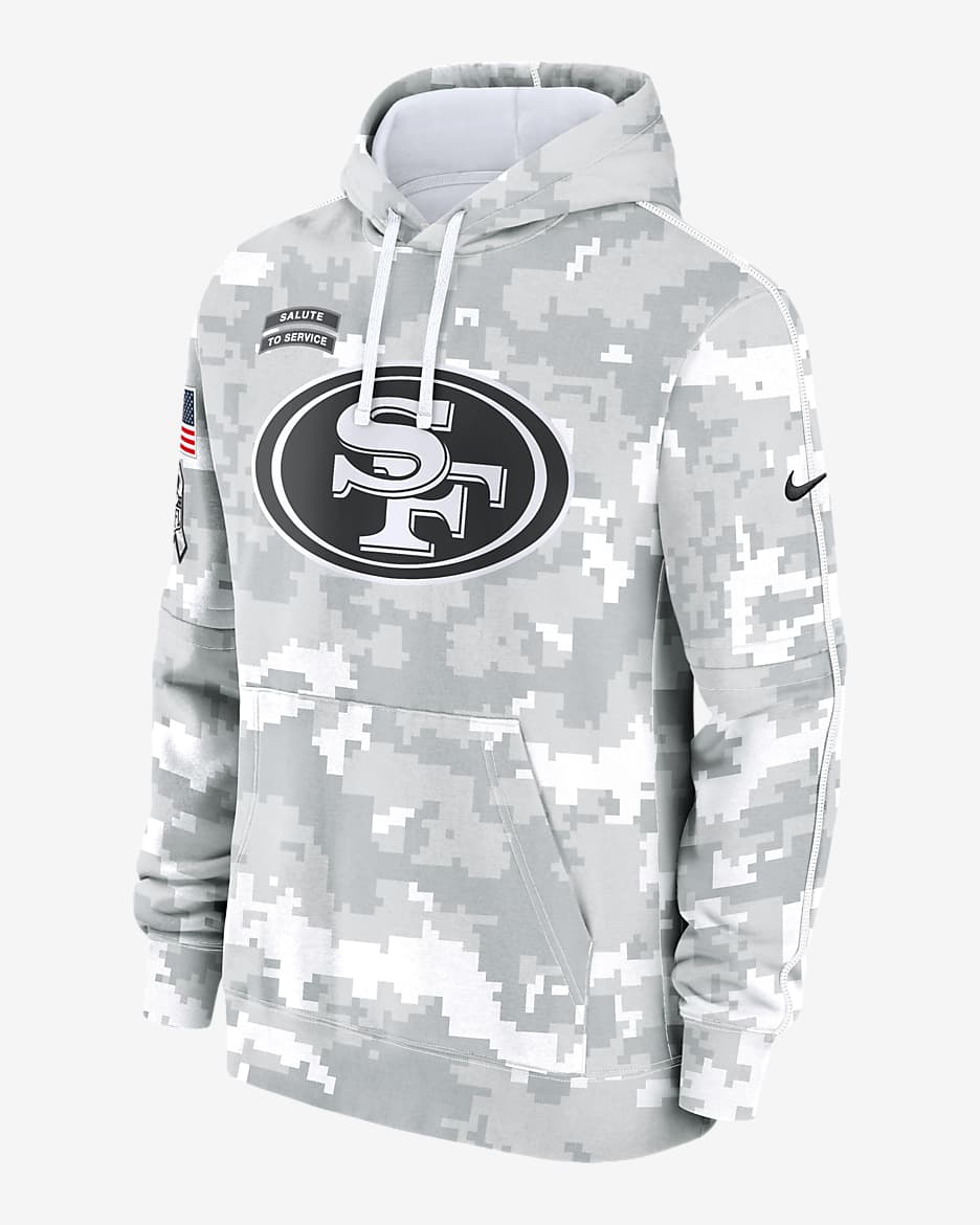 San Francisco 49ers Salute to Service Primary Edge Club Men's Nike NFL Pullover Hoodie - White