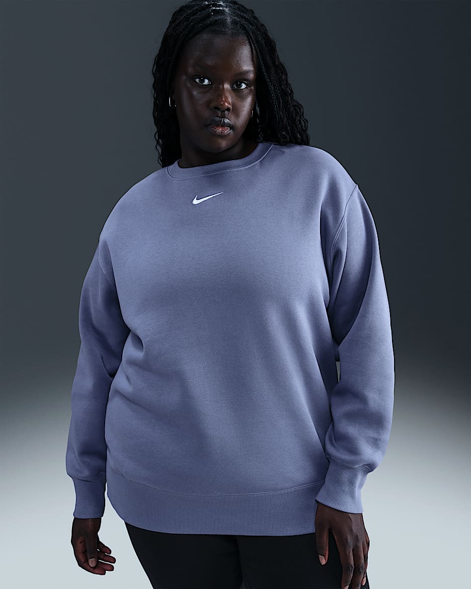 Nike Sportswear Phoenix Fleece Women's Oversized Crew-Neck Sweatshirt (Plus Size) - World Indigo/Sail