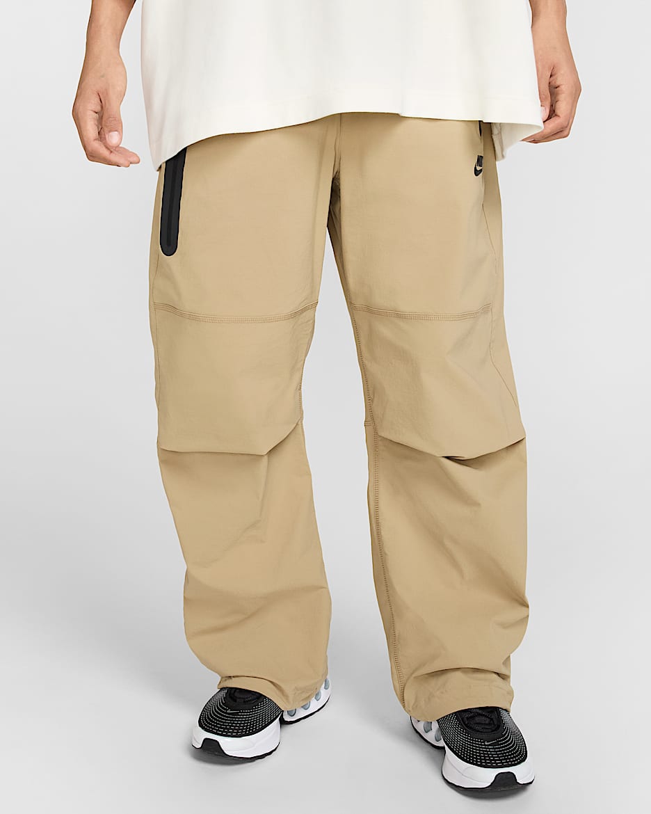 Nike Tech Men's Woven Open-Hem Pants - Parachute Beige/Parachute Beige/Black