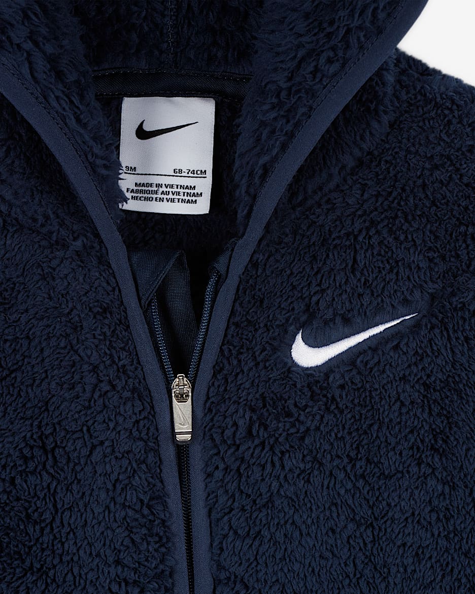 Mono para bebé Nike Hooded Sherpa Coverall - Azul marino medianoche