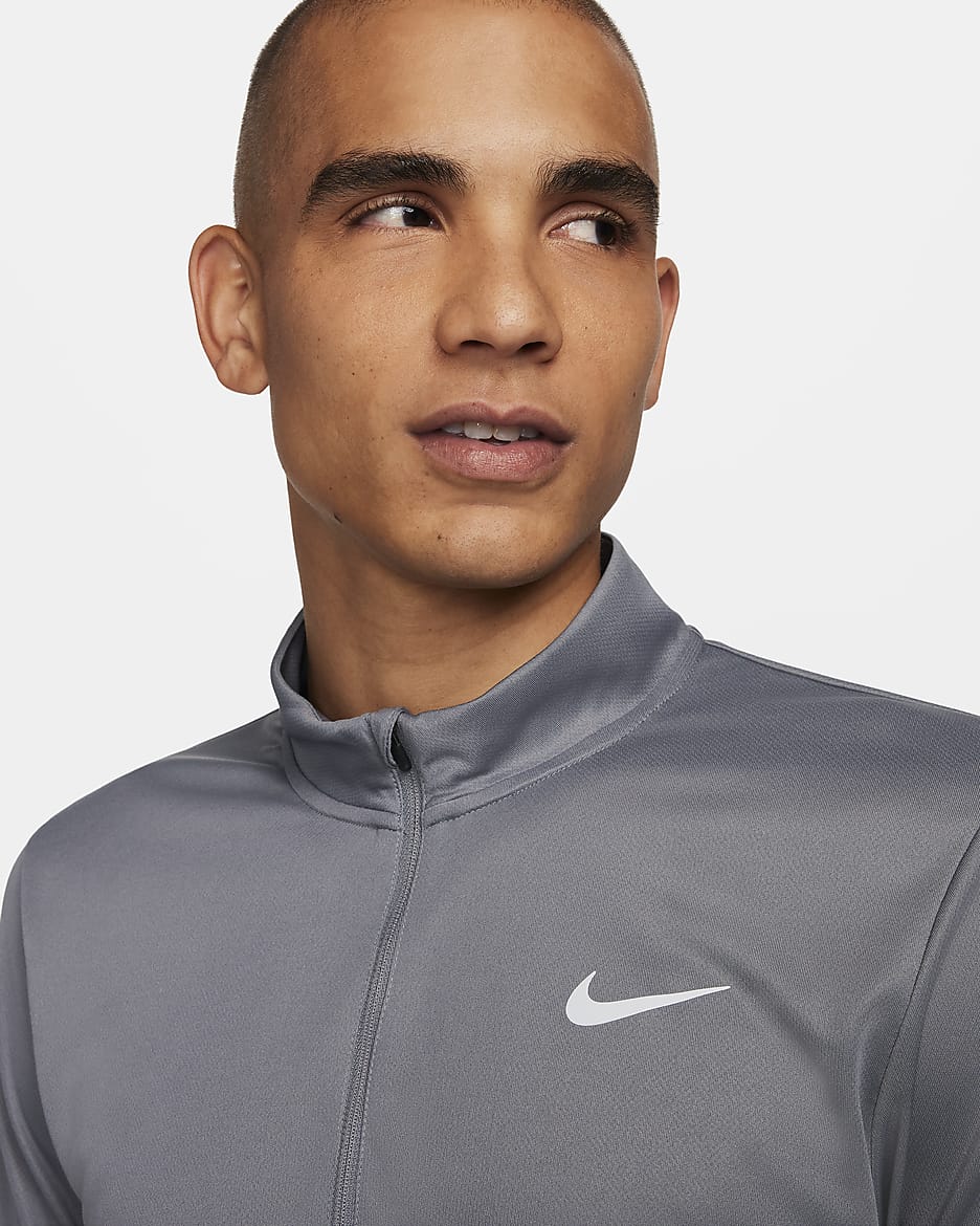 Męska koszulka do biegania z zamkiem 1/2 Dri-FIT Nike Pacer - Smoke Grey