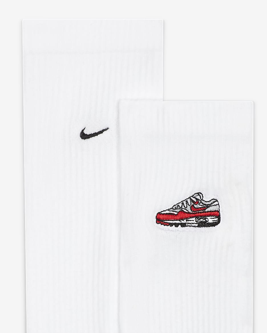 Nike Everyday Plus Cushioned Crew Socks (1 Pair) - White/Black