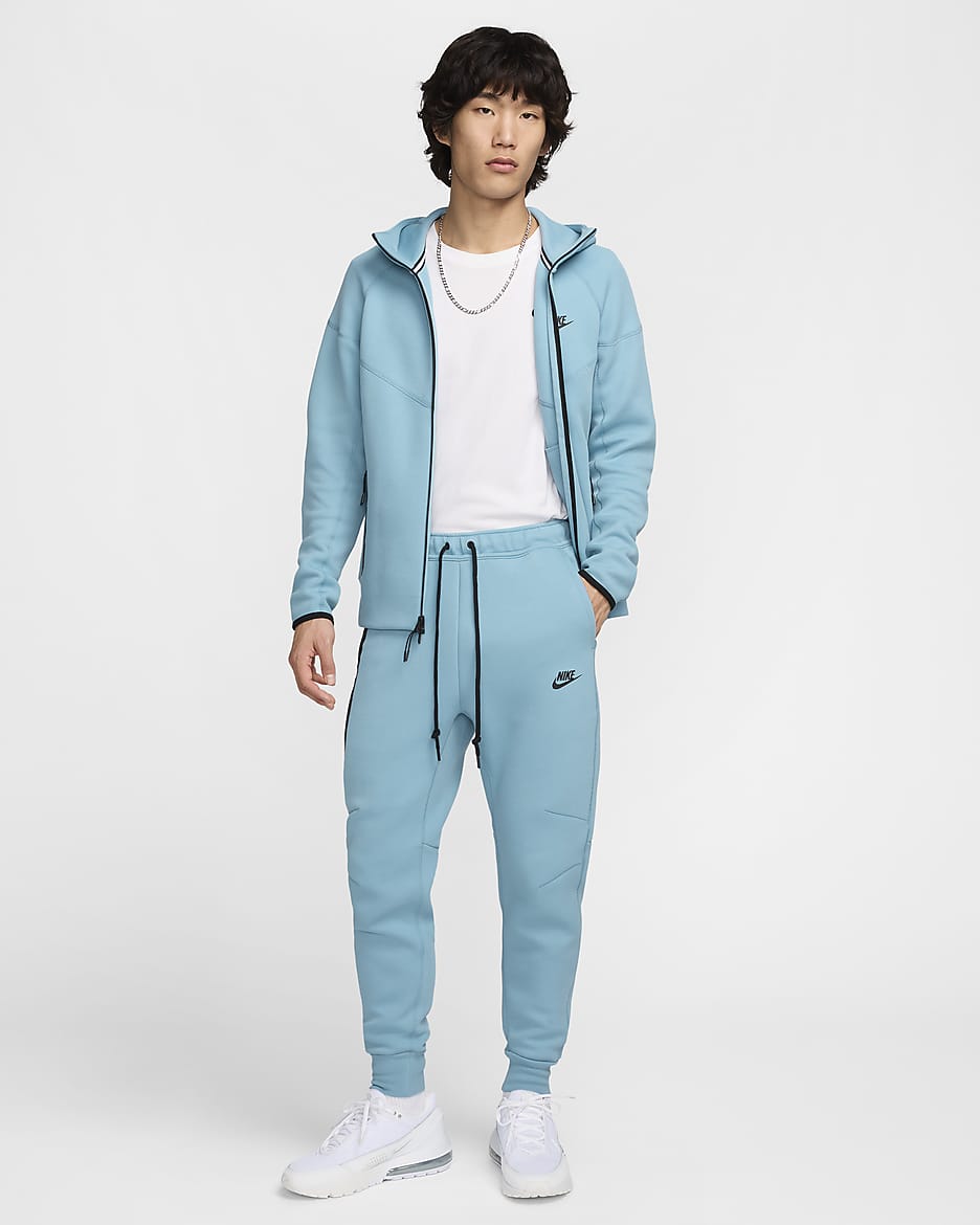 กางเกงจ๊อกกิ้งผู้ชายทรงเข้ารูป Nike Sportswear Tech Fleece - Denim Turquoise/ดำ