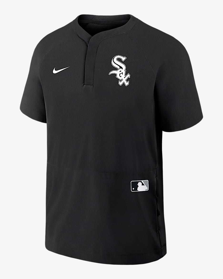 Rompevientos de manga corta Nike de la MLB para hombre Chicago White Sox Authentic Collection - Negro