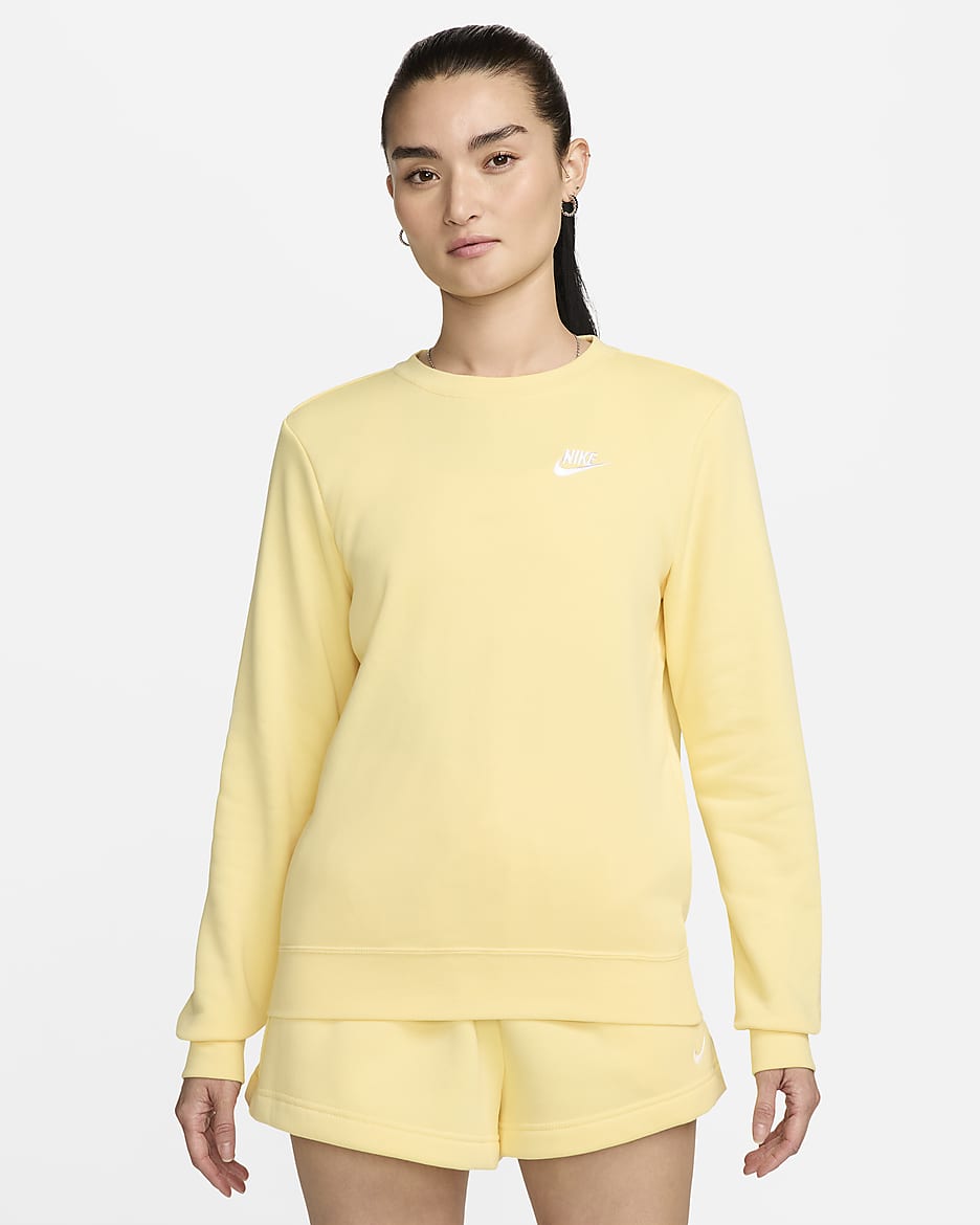 Nike Sportswear Club Fleece Women's Crew-Neck Sweatshirt - Soft Yellow/White