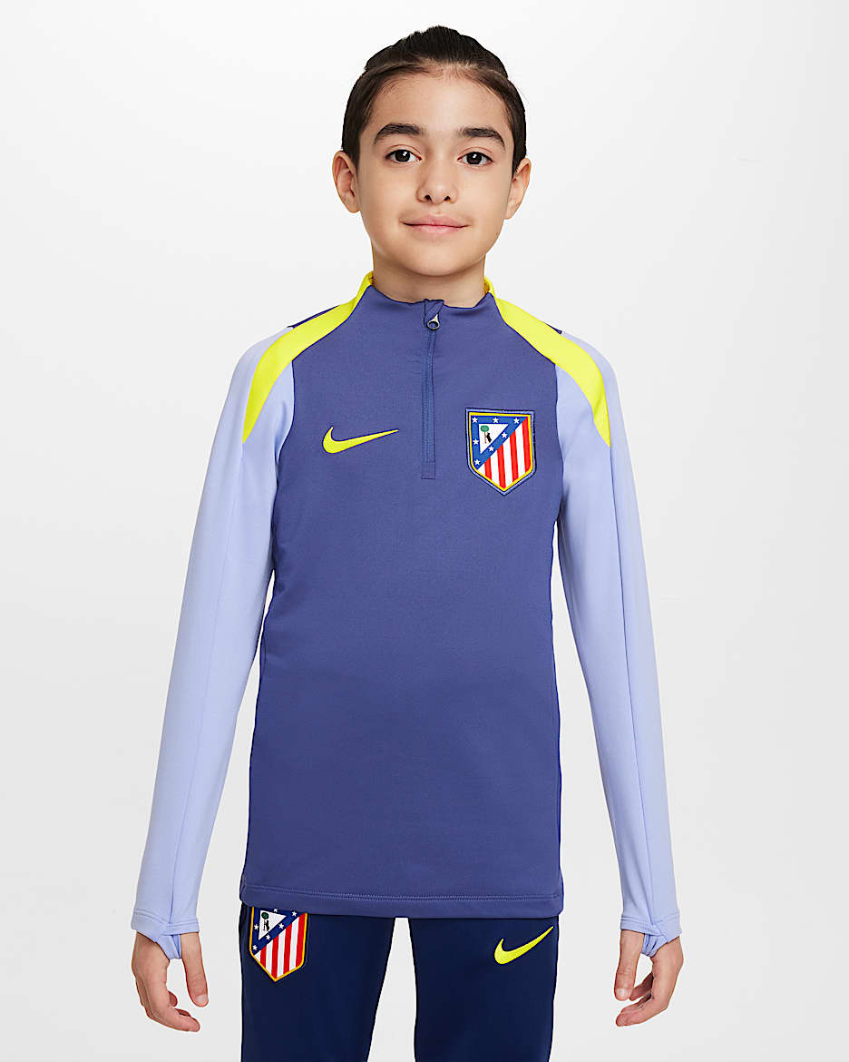 Strike Atlético de Madrid Camiseta de fútbol de entrenamiento Nike Dri-FIT - Niño/a - Dark Purple Dust/Light Thistle/Vibrant Yellow/Vibrant Yellow