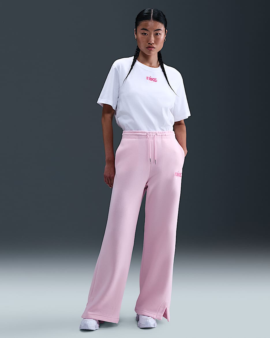 Nike Sportswear Phoenix Fleece Women's High-Waisted Tracksuit Bottoms - Pink Foam/Playful Pink