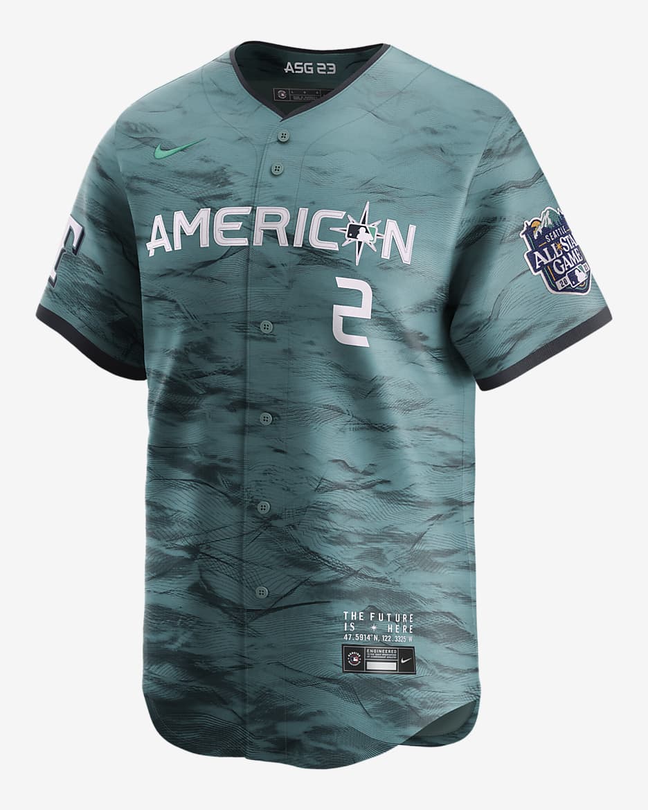Jersey Nike de la MLB Limited para hombre Marcus Semien American League 2023 All-Star Game - Azul verdoso