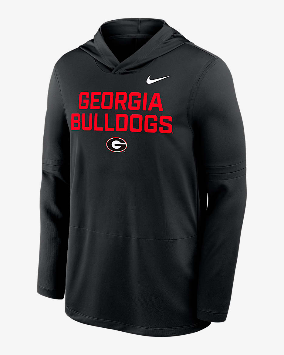Georgia Sideline Men's Nike Dri-FIT College Long-Sleeve Hooded Top - Black