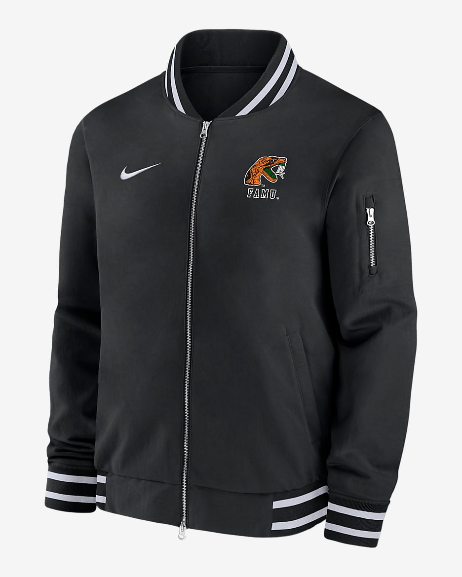 Chamarra bomber universitaria Nike para hombre FAMU - Negro