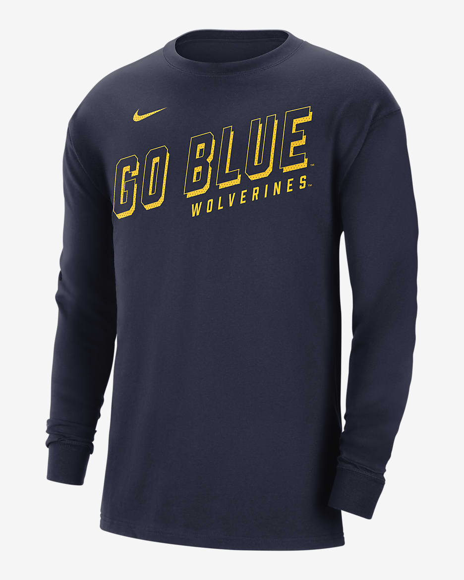 Michigan Men's Nike College Long-Sleeve Max90 T-Shirt - College Navy