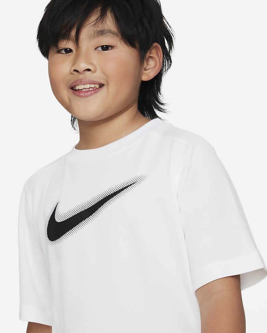 Nike Multi Older Kids' (Boys') Dri-FIT Graphic Training Top - White/Black