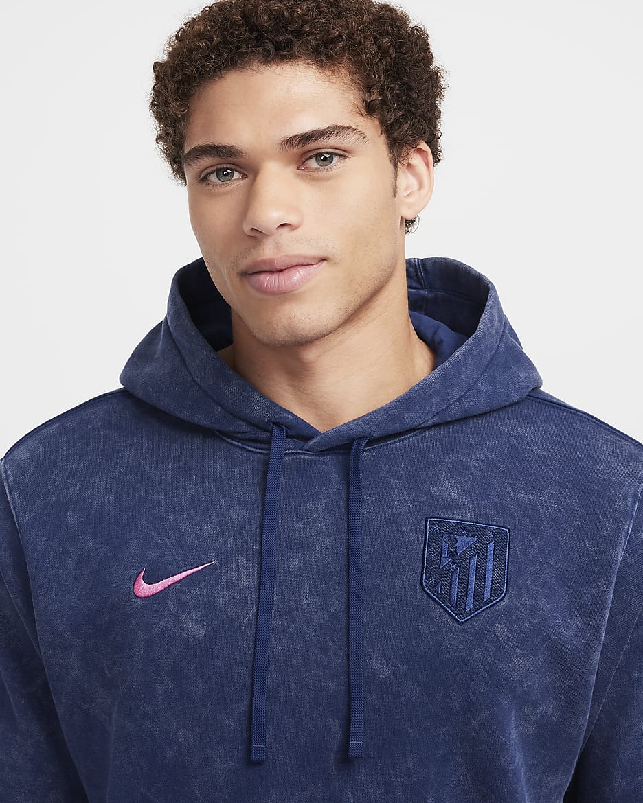 Atlético Madrid Club Third Nike Football Hoodie aus French Terry (Herren) - Blue Void/Pink Glow