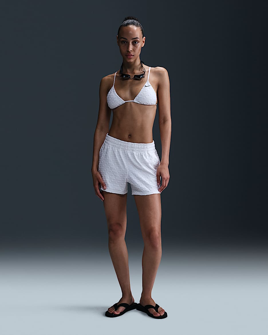 Nike Swim Swoosh Link Women's Terry Cover-Up Shorts - White