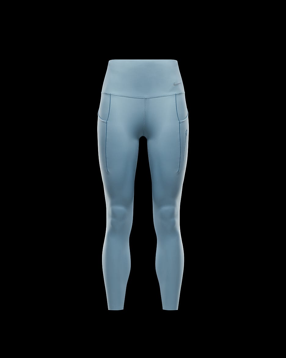 Nike Go Leggings de 7/8 de sujeción firme con bolsillos - Mujer - Denim Turquoise/Negro