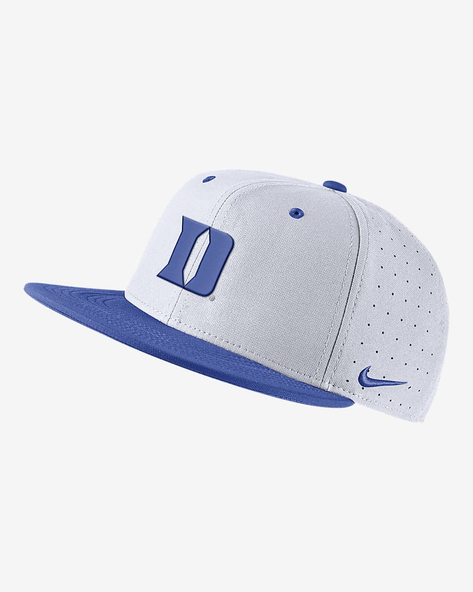 Duke Nike College Fitted Baseball Hat - White