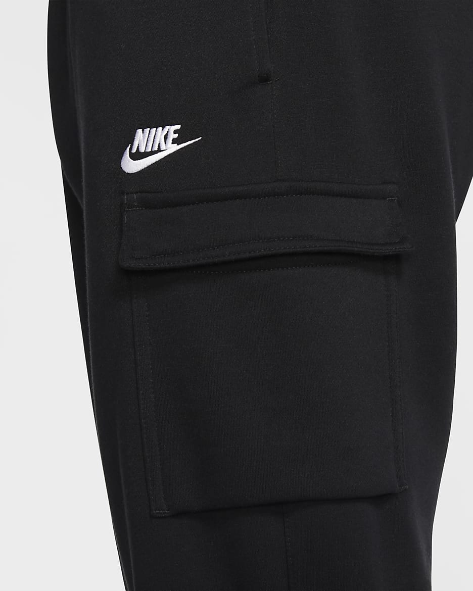 Męskie bojówki Nike Sportswear Club Fleece - Czerń/Czerń/Biel