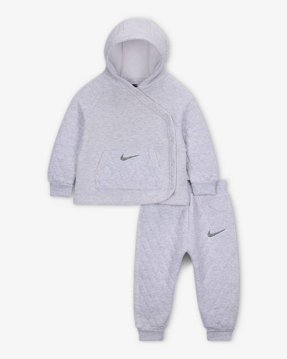 Nike Ready, Set! Baby (12-24M) 2-Piece Hooded Jogger Set - Birch Heather