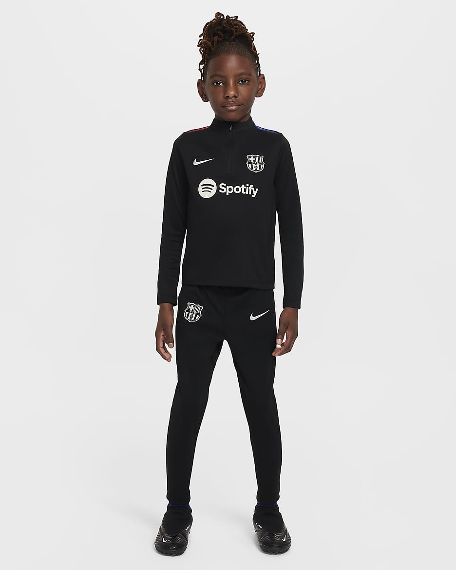 Haut d'entraînement de foot Nike Dri-FIT FC Barcelona Academy Pro pour enfant - Noir/Noble Red/Deep Royal Blue/Light Orewood Brown