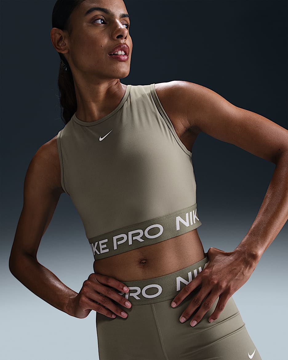 Canotta corta Dri-FIT Nike Pro – Donna - Light Army/Bianco
