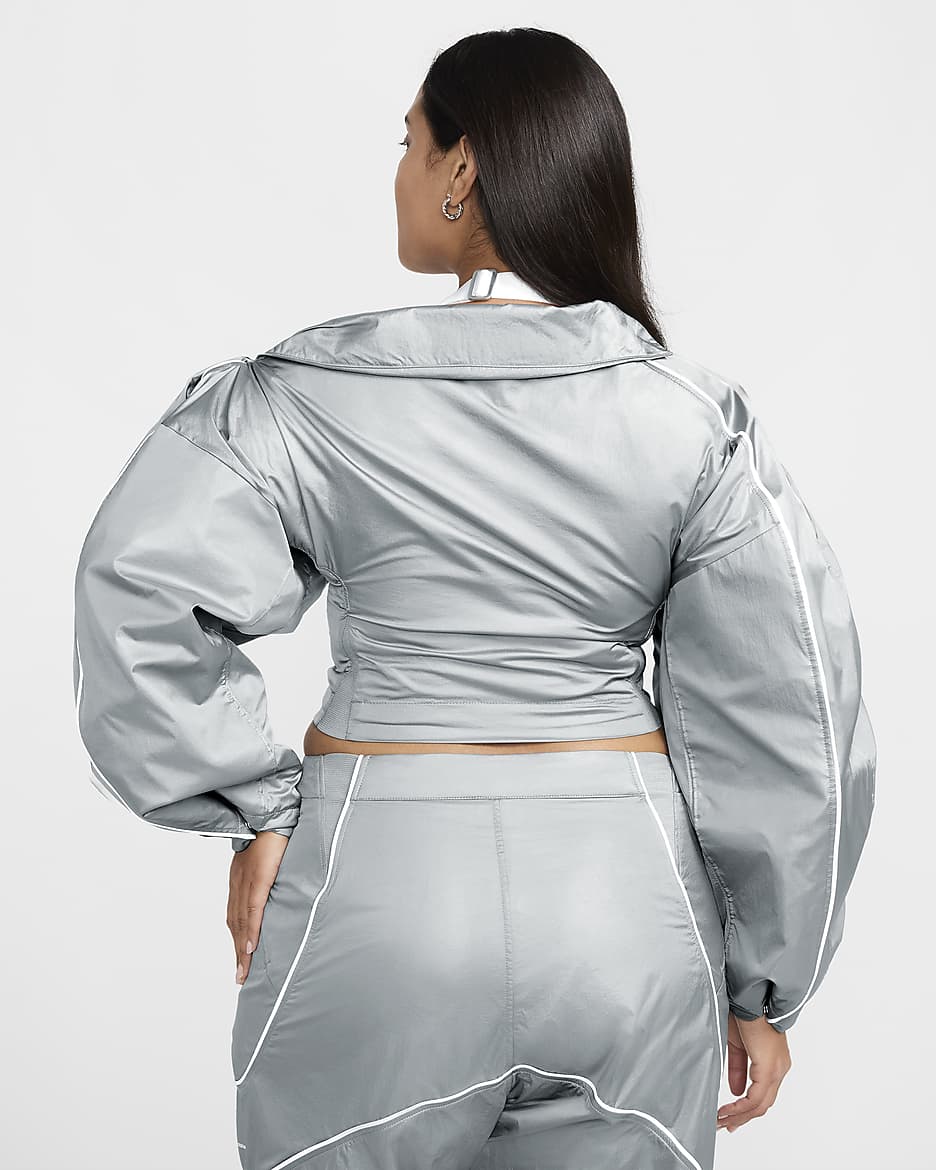 Chamarra de entrenamiento para mujer Nike x Jacquemus - Gris partícula/Blanco