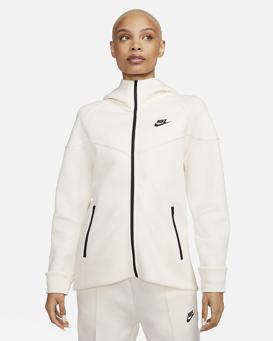 Nike Sportswear Tech Fleece Windrunner Damen-Hoodie mit durchgehendem Reißverschluss - Pale Ivory/Schwarz