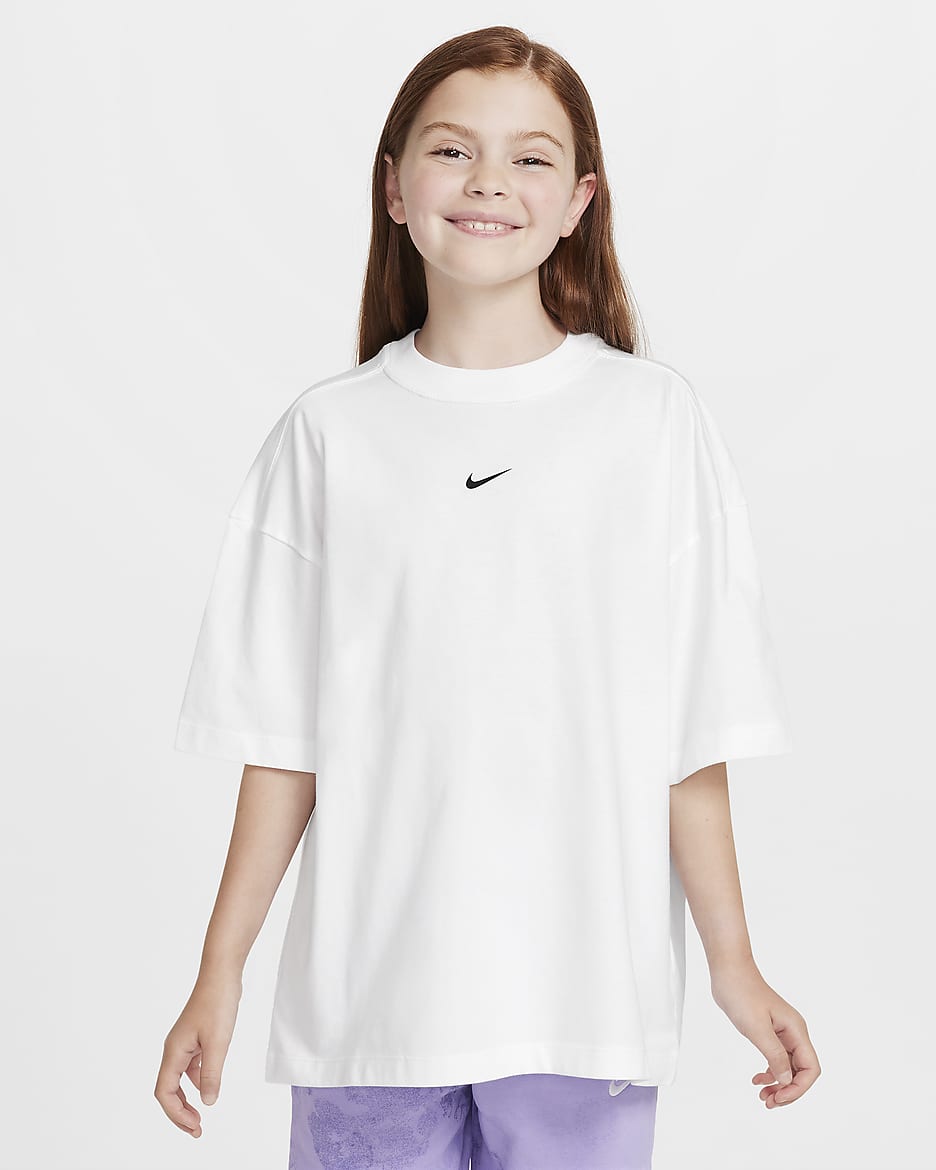 Playera oversized para niña talla grande Nike Sportswear - Blanco