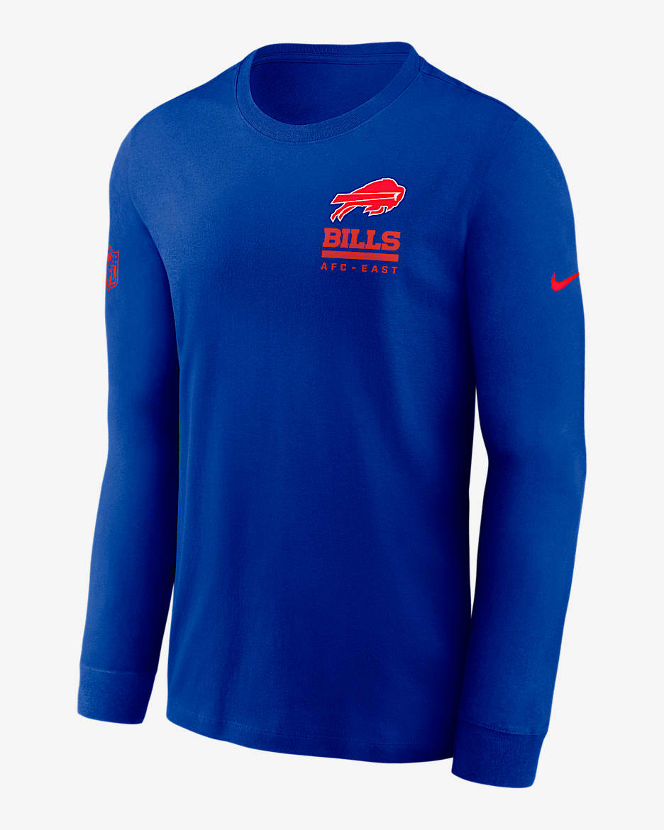 Buffalo Bills Sideline Team Issue Men's Nike Dri-FIT NFL Long-Sleeve T-Shirt - Blue